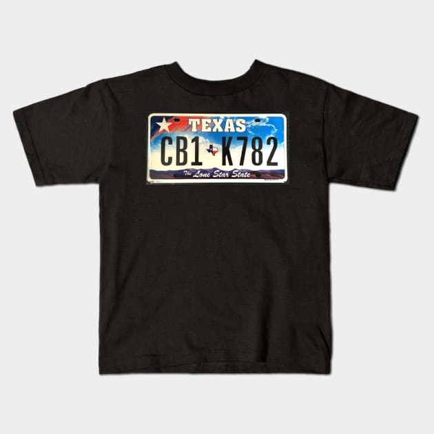 Texas lone star state licence Plate Kids T-Shirt by Andyt